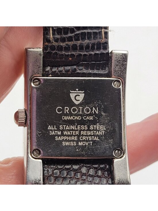 Croton Diamond Case Watch Quartz Sapphire Crystal & Diamonds * NEEDS BATTERY